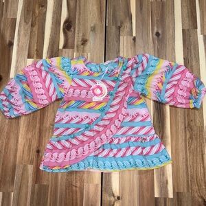NWT Mon Sucré Candy Swirl Blouse with Bells - Size 2T